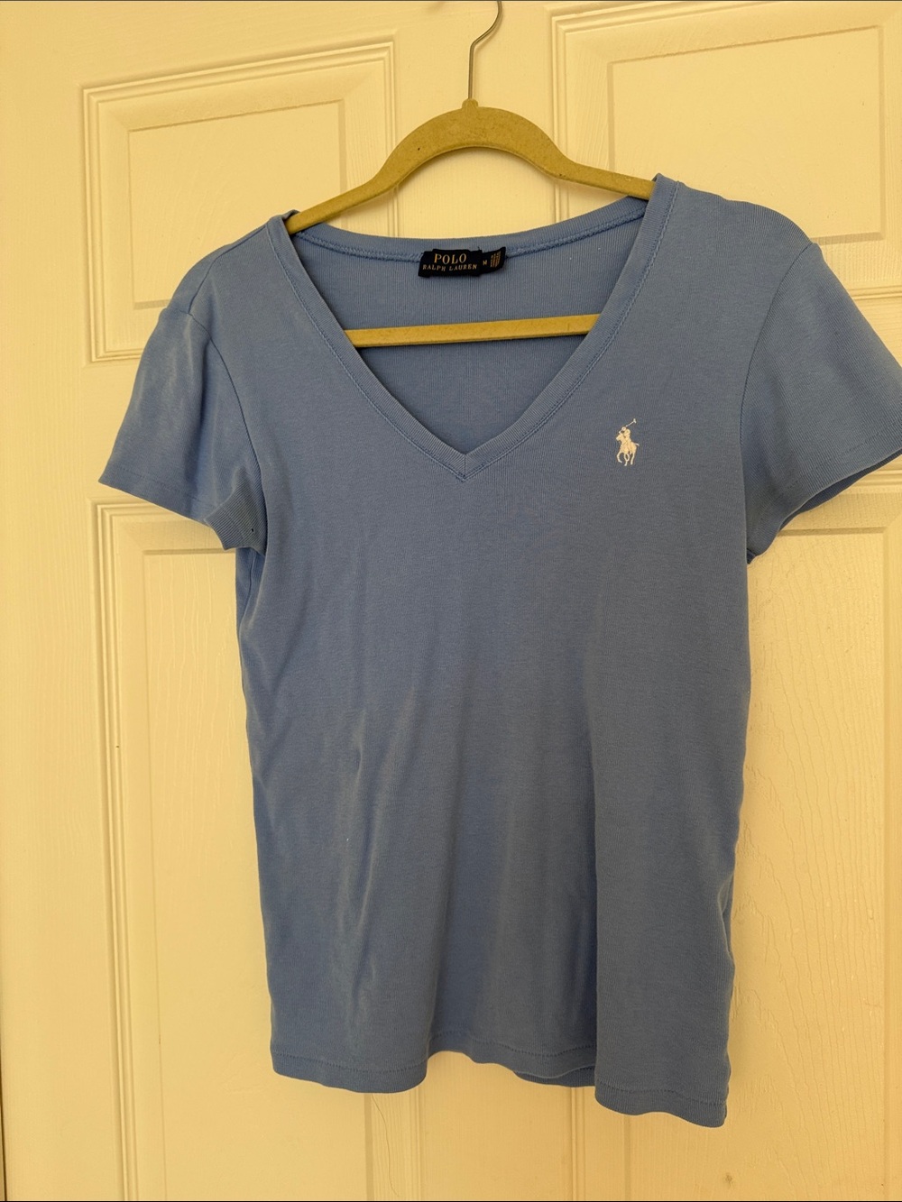 Ralph Lauren Women's Sky Blue V-Neck Tee